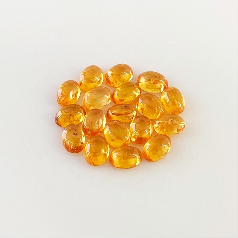 13.50 Carat Spessartite Garnet 6x4mm Smooth Oval Shape AA Grade Cabochons Parcel - Total 18 Pcs.