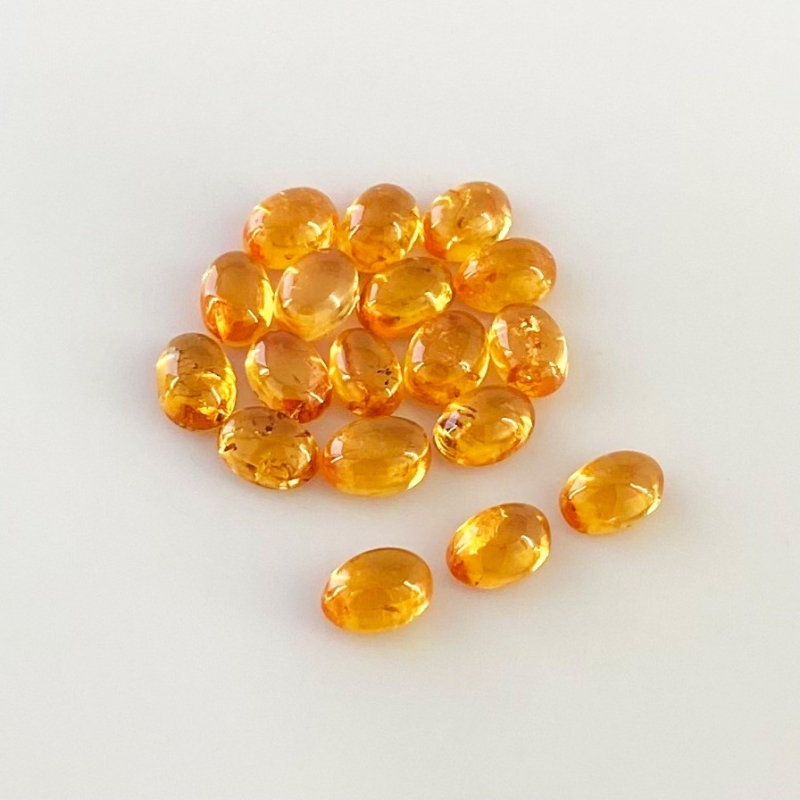 13.50 Carat Spessartite Garnet 6x4mm Smooth Oval Shape AA Grade Cabochons Parcel - Total 18 Pcs.