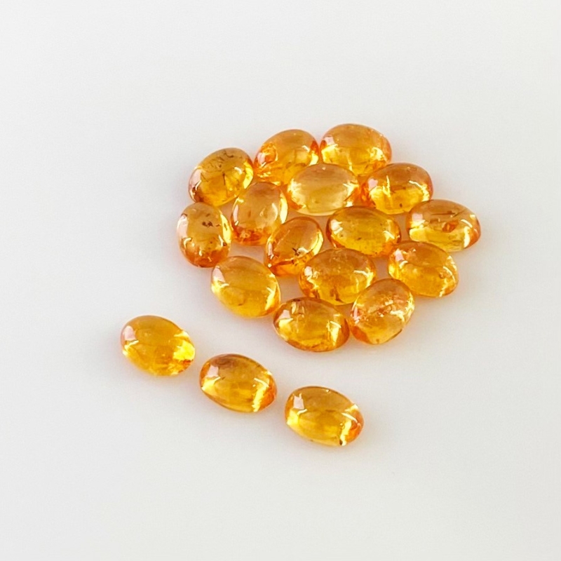 13.50 Carat Spessartite Garnet 6x4mm Smooth Oval Shape AA Grade Cabochons Parcel - Total 18 Pcs.