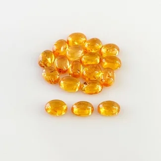 13.50 Carat Spessartite Garnet 6x4mm Smooth Oval Shape AA Grade Cabochons Parcel - Total 18 Pcs.