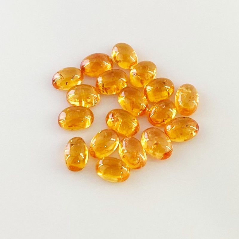 12.80 Carat Spessartite Garnet 6x4mm Smooth Oval Shape AA Grade Cabochons Parcel - Total 18 Pcs.