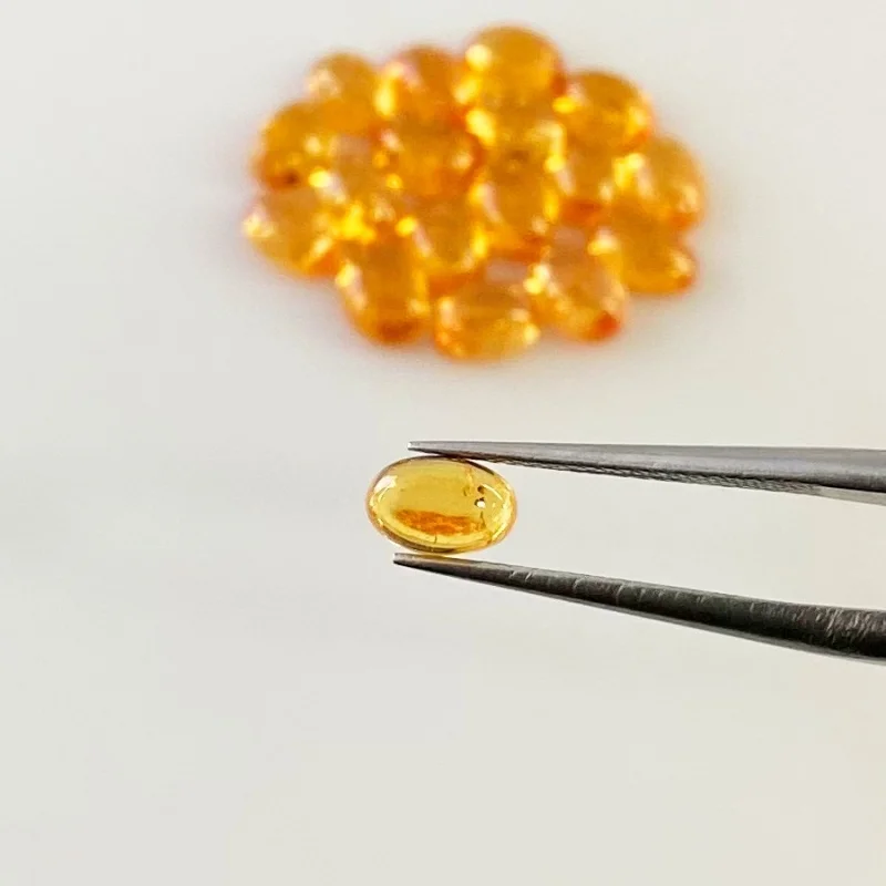 12.80 Carat Spessartite Garnet 6x4mm Smooth Oval Shape AA Grade Cabochons Parcel - Total 18 Pcs.