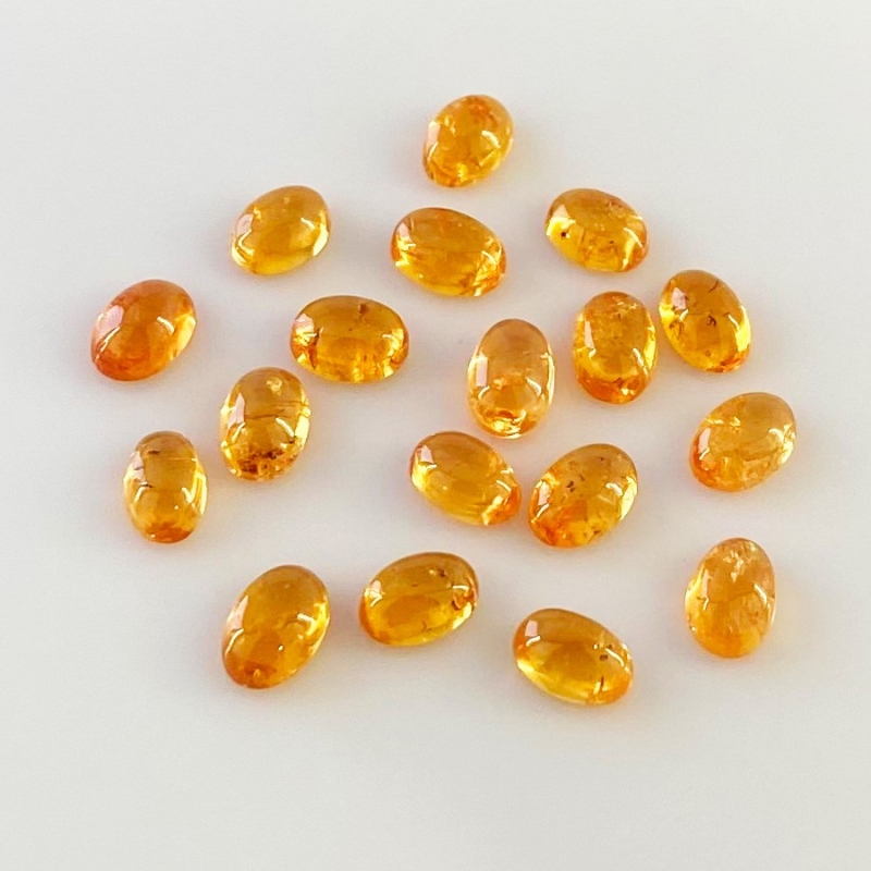 12.80 Carat Spessartite Garnet 6x4mm Smooth Oval Shape AA Grade Cabochons Parcel - Total 18 Pcs.