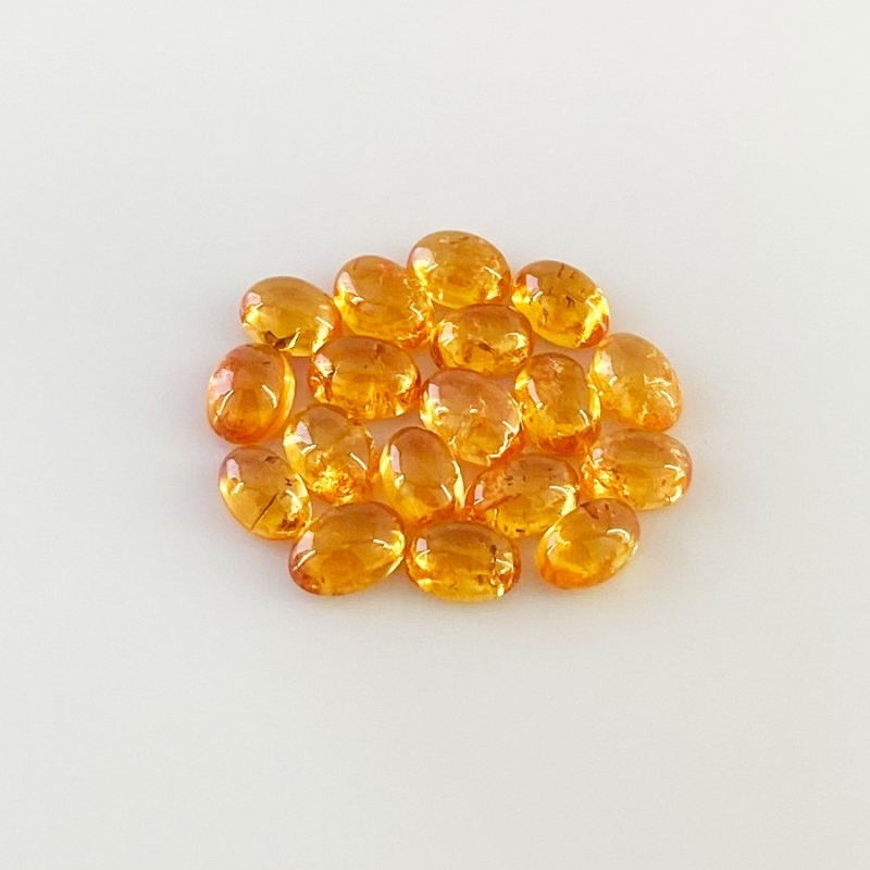 12.80 Carat Spessartite Garnet 6x4mm Smooth Oval Shape AA Grade Cabochons Parcel - Total 18 Pcs.