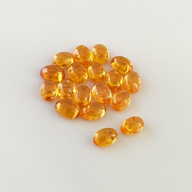 12.80 Carat Spessartite Garnet 6x4mm Smooth Oval Shape AA Grade Cabochons Parcel - Total 18 Pcs.