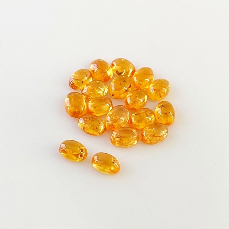12.80 Carat Spessartite Garnet 6x4mm Smooth Oval Shape AA Grade Cabochons Parcel - Total 18 Pcs.