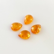 9.55 Carat Spessartite Garnet 9x7mm Smooth Pear Shape AA Grade Cabochons Parcel - Total 4 Pcs.