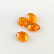 9.55 Carat Spessartite Garnet 9x7mm Smooth Pear Shape AA Grade Cabochons Parcel - Total 4 Pcs.