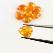 12.80 Carat Spessartite Garnet 8x6mm Smooth Pear Shape AA Grade Cabochons Parcel - Total 8 Pcs.