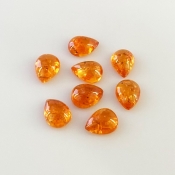 12.80 Carat Spessartite Garnet 8x6mm Smooth Pear Shape AA Grade Cabochons Parcel - Total 8 Pcs.