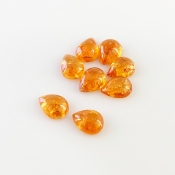 12.80 Carat Spessartite Garnet 8x6mm Smooth Pear Shape AA Grade Cabochons Parcel - Total 8 Pcs.