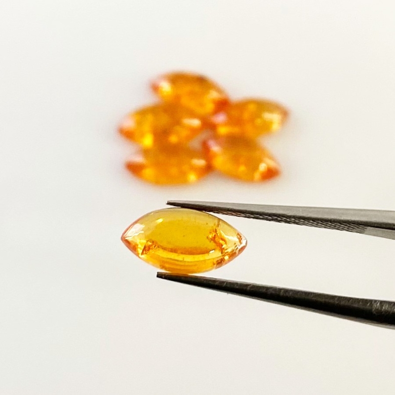 9 Carat Spessartite Garnet 10x5mm Smooth Marquise Shape AA Grade Cabochons Parcel - Total 6 Pcs.