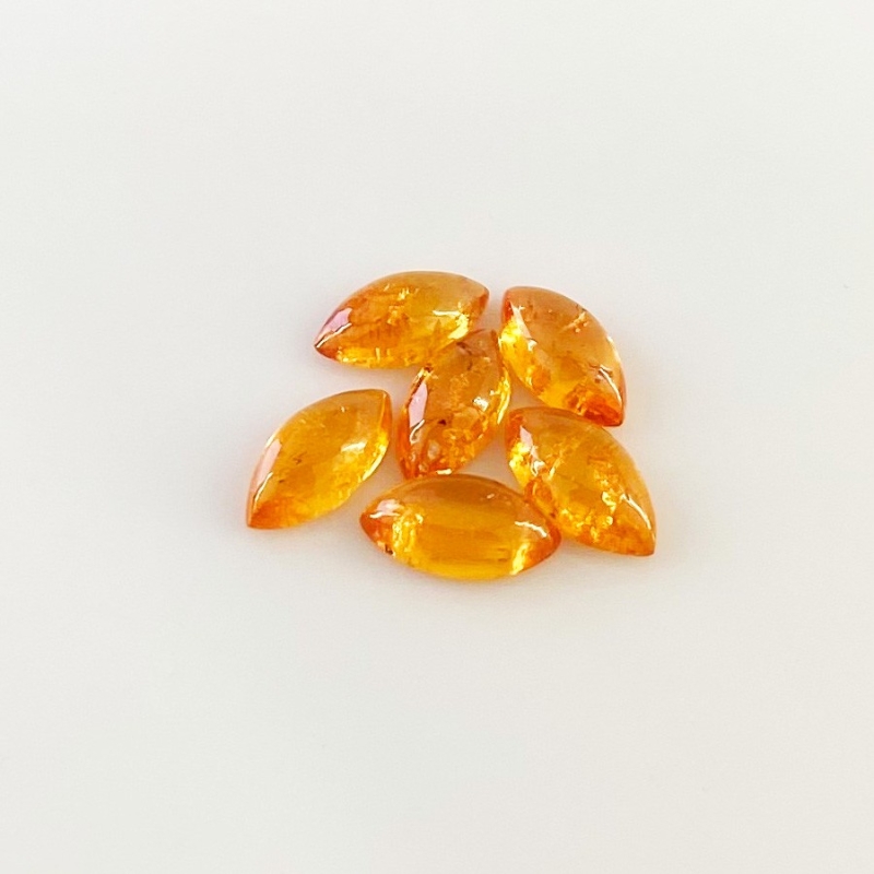 9 Carat Spessartite Garnet 10x5mm Smooth Marquise Shape AA Grade Cabochons Parcel - Total 6 Pcs.