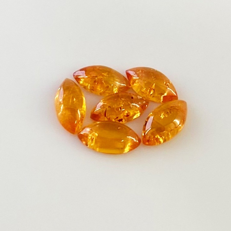 9 Carat Spessartite Garnet 10x5mm Smooth Marquise Shape AA Grade Cabochons Parcel - Total 6 Pcs.