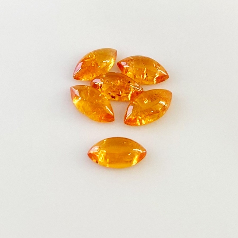 9 Carat Spessartite Garnet 10x5mm Smooth Marquise Shape AA Grade Cabochons Parcel - Total 6 Pcs.