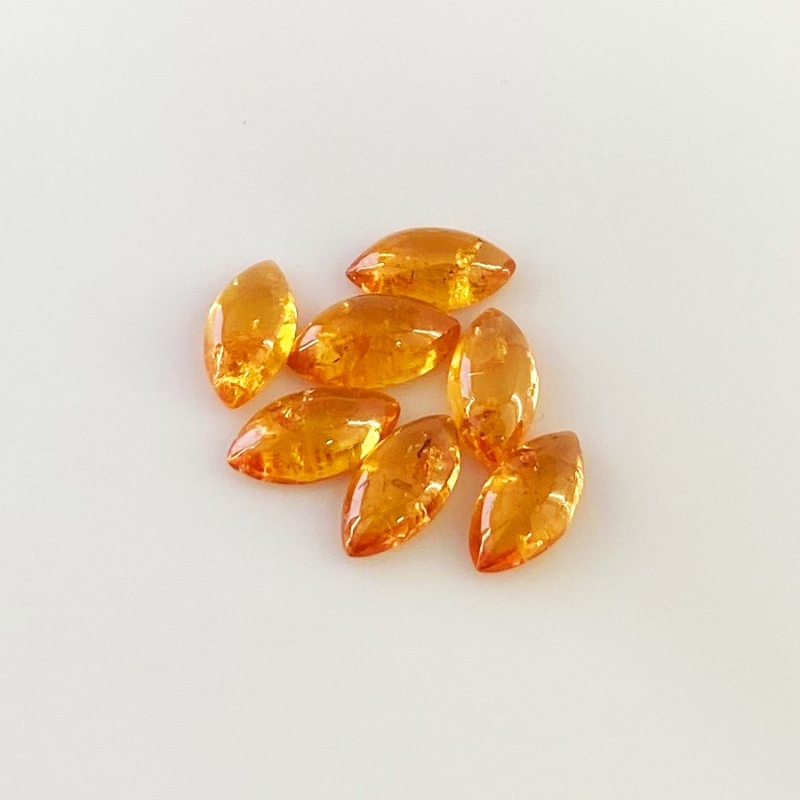10.20 Carat Spessartite Garnet 10x5mm Smooth Marquise Shape AA Grade Cabochons Parcel - Total 7 Pcs.
