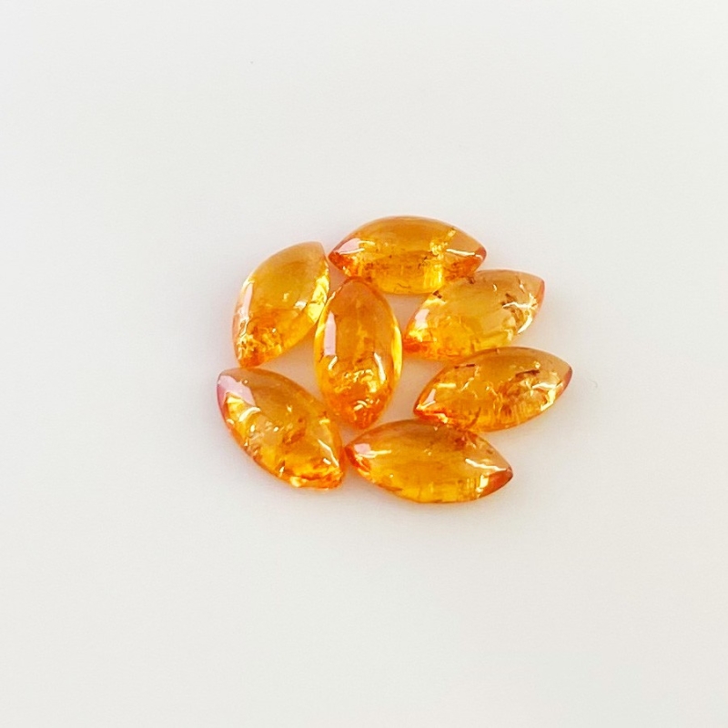 10.20 Carat Spessartite Garnet 10x5mm Smooth Marquise Shape AA Grade Cabochons Parcel - Total 7 Pcs.