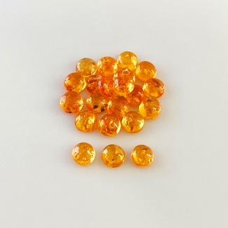 9.45 Carat Spessartite Garnet 4mm Smooth Round Shape AA Grade Cabochons Parcel - Total 21 Pcs.