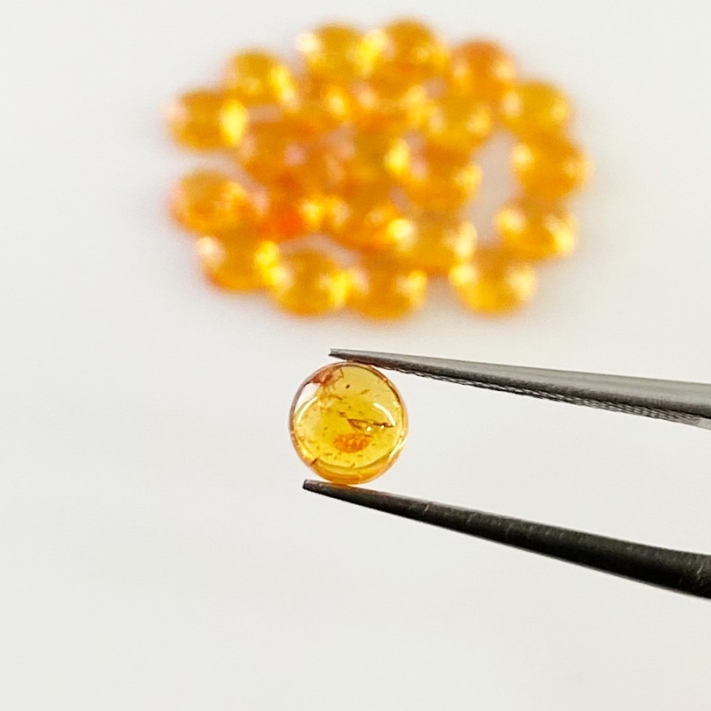 18.95 Carat Spessartite Garnet 5mm Smooth Round Shape AA Grade Cabochons Parcel - Total 24 Pcs.