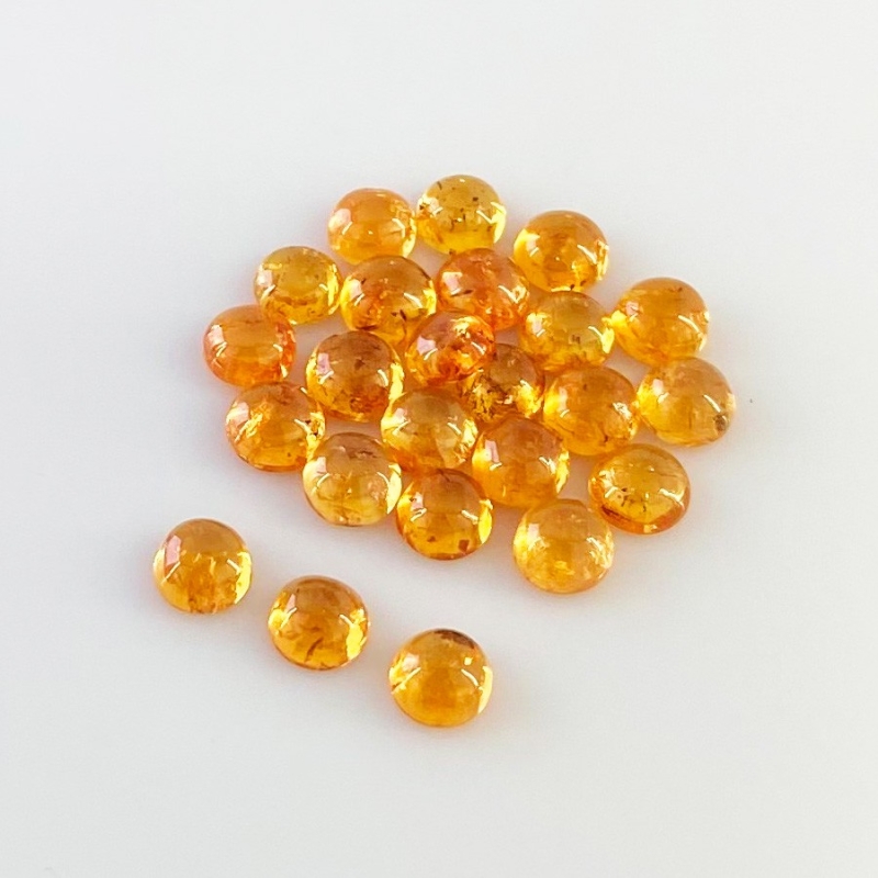 18.95 Carat Spessartite Garnet 5mm Smooth Round Shape AA Grade Cabochons Parcel - Total 24 Pcs.