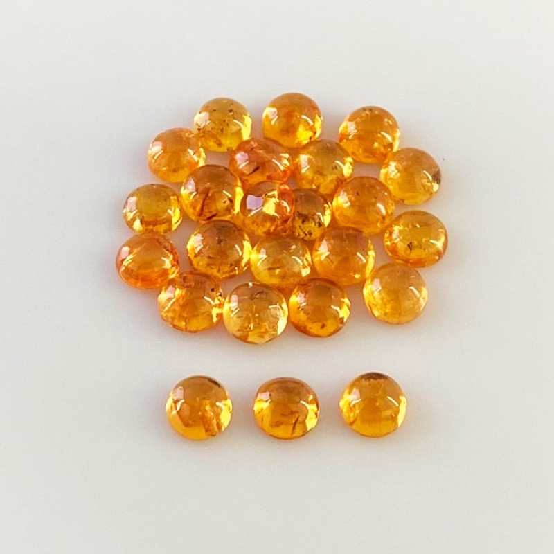 18.95 Carat Spessartite Garnet 5mm Smooth Round Shape AA Grade Cabochons Parcel - Total 24 Pcs.