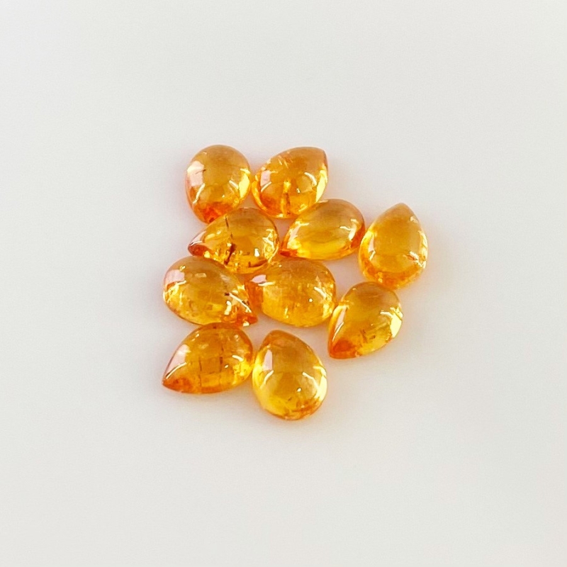 10.60 Carat Spessartite Garnet 7x5mm Smooth Pear Shape AA Grade Cabochons Parcel - Total 10 Pcs.