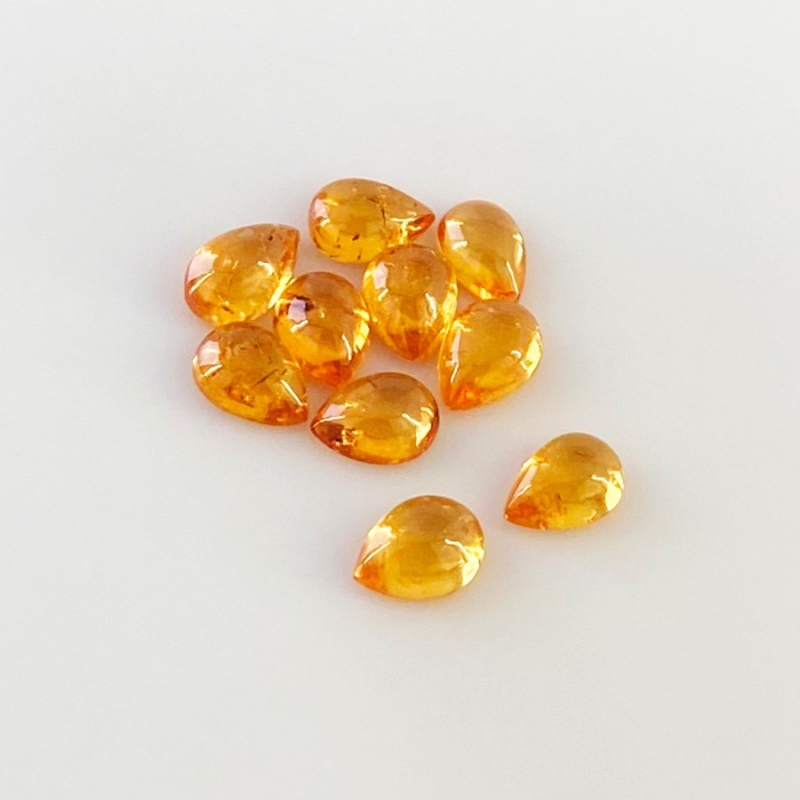10.60 Carat Spessartite Garnet 7x5mm Smooth Pear Shape AA Grade Cabochons Parcel - Total 10 Pcs.