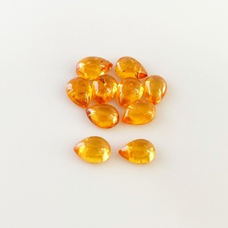 10.60 Carat Spessartite Garnet 7x5mm Smooth Pear Shape AA Grade Cabochons Parcel - Total 10 Pcs.