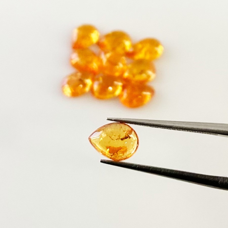 10.40 Carat Spessartite Garnet 7x5mm Smooth Pear Shape AA Grade Cabochons Parcel - Total 10 Pcs.