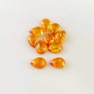 10.40 Carat Spessartite Garnet 7x5mm Smooth Pear Shape AA Grade Cabochons Parcel - Total 10 Pcs.