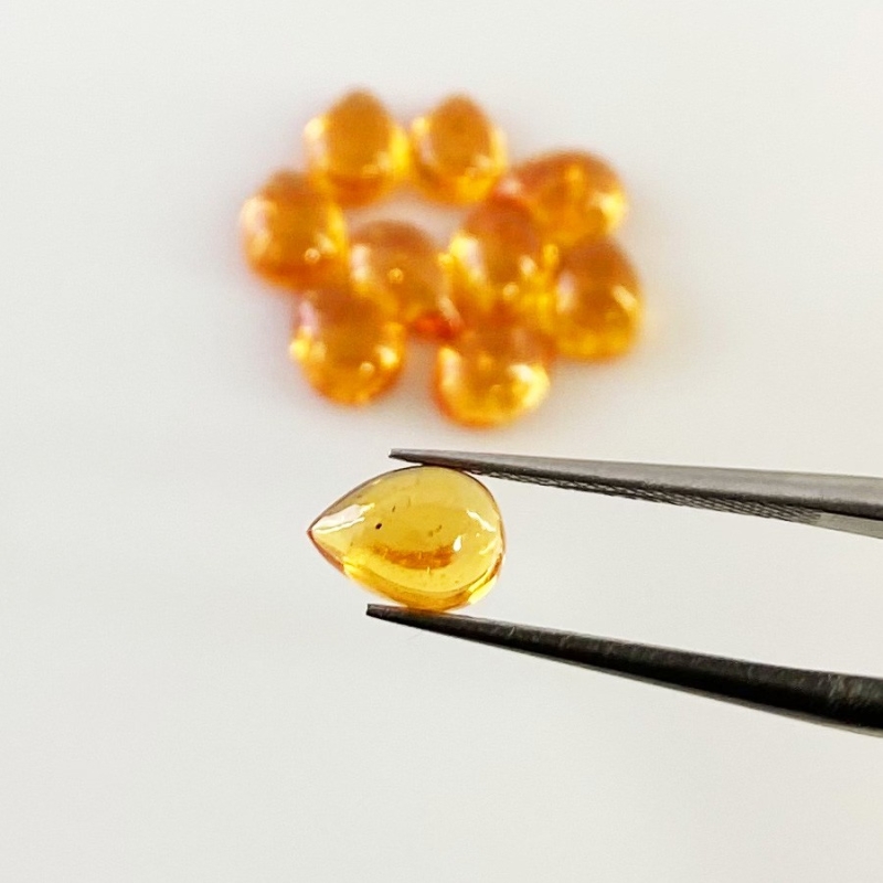 12.10 Carat Spessartite Garnet 7x5mm Smooth Pear Shape AA Grade Cabochons Parcel - Total 10 Pcs.