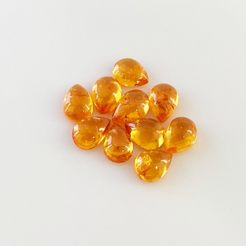 12.10 Carat Spessartite Garnet 7x5mm Smooth Pear Shape AA Grade Cabochons Parcel - Total 10 Pcs.