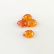 9.90 Carat Spessartite Garnet 9x7mm Smooth Pear Shape AA Grade Cabochons Parcel - Total 4 Pcs.