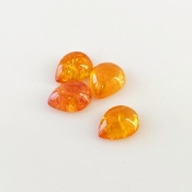 9.90 Carat Spessartite Garnet 9x7mm Smooth Pear Shape AA Grade Cabochons Parcel - Total 4 Pcs.