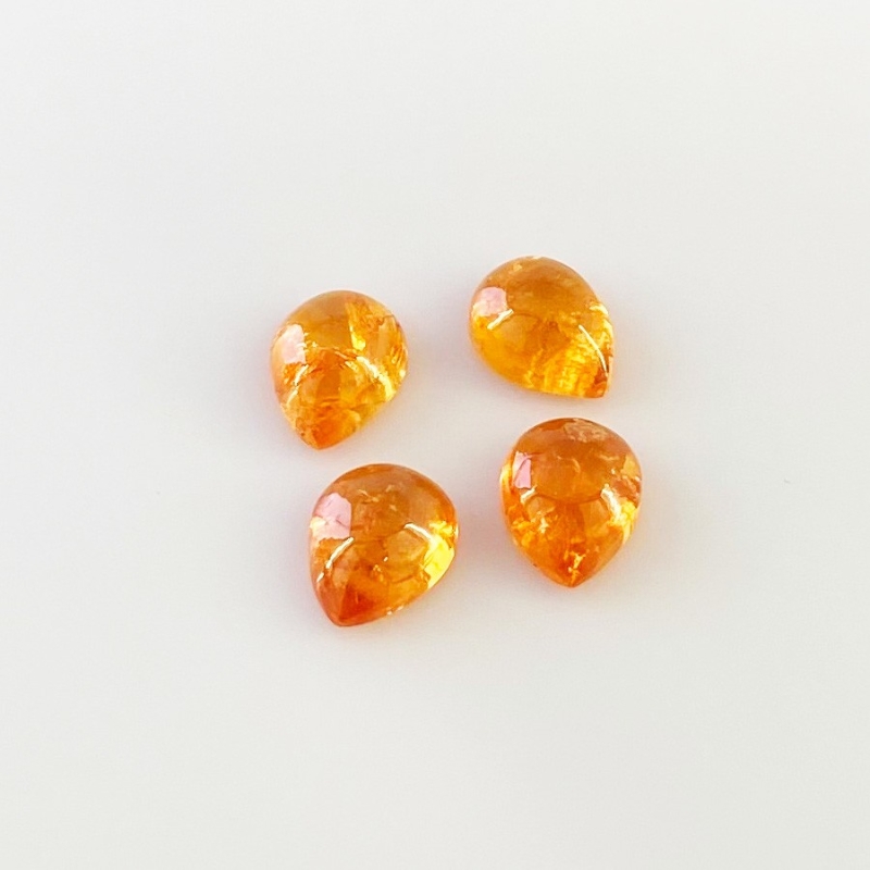 10.05 Carat Spessartite Garnet 9x7mm Smooth Pear Shape AA Grade Cabochons Parcel - Total 4 Pcs.