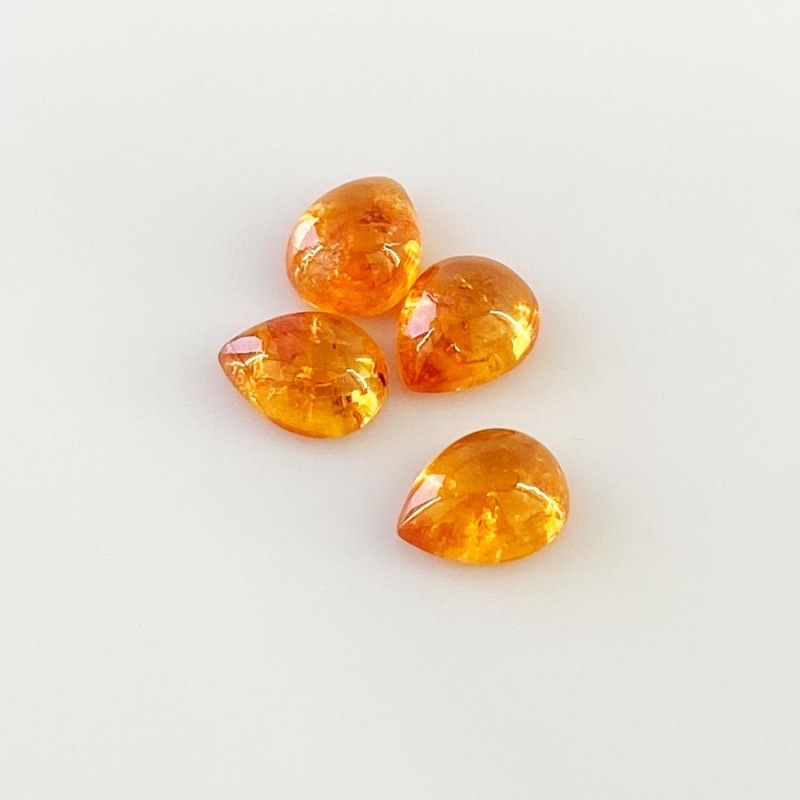 10.05 Carat Spessartite Garnet 9x7mm Smooth Pear Shape AA Grade Cabochons Parcel - Total 4 Pcs.