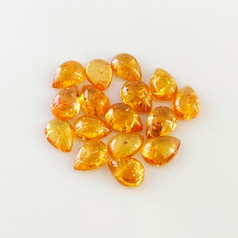 13.50 Carat Spessartite Garnet 7x5mm Smooth Pear Shape AA Grade Cabochons Parcel - Total 16 Pcs.