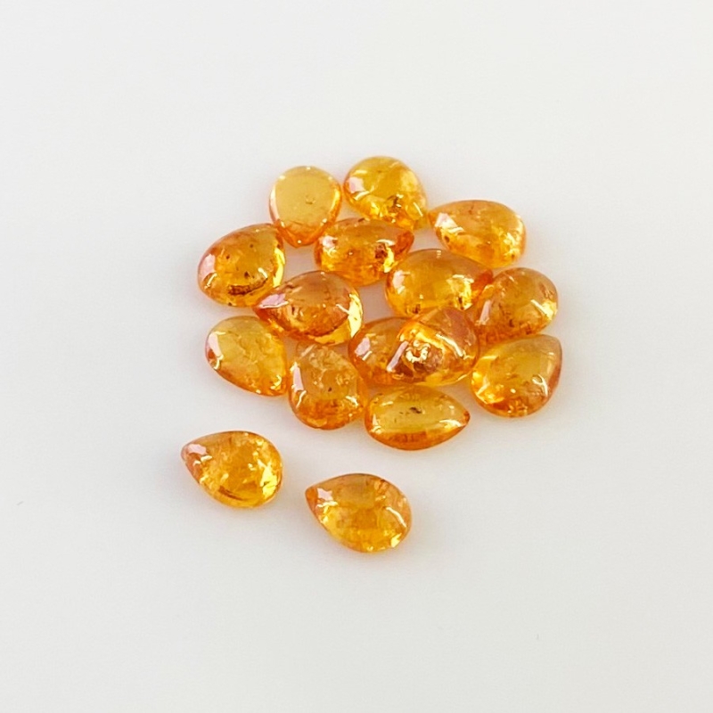 13.50 Carat Spessartite Garnet 7x5mm Smooth Pear Shape AA Grade Cabochons Parcel - Total 16 Pcs.
