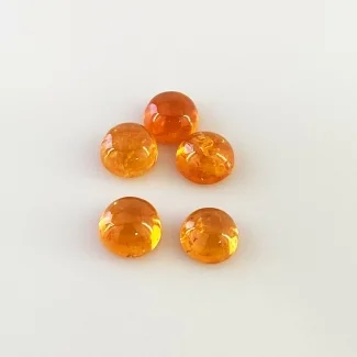 11.15 Carat Spessartite Garnet 7mm Smooth Round Shape AA Grade Cabochons Parcel - Total 5 Pcs.