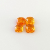 8.60 Carat Spessartite Garnet 6-7mm Smooth Square Cushion Shape AA Grade Cabochons Parcel - Total 4 Pcs.