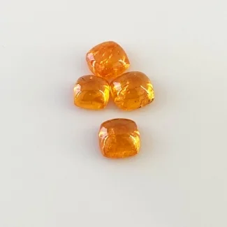 8.60 Carat Spessartite Garnet 6-7mm Smooth Square Cushion Shape AA Grade Cabochons Parcel - Total 4 Pcs.