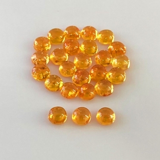 13.10 Carat Spessartite Garnet 4mm Smooth Round Shape AA Grade Cabochons Parcel - Total 25 Pcs.