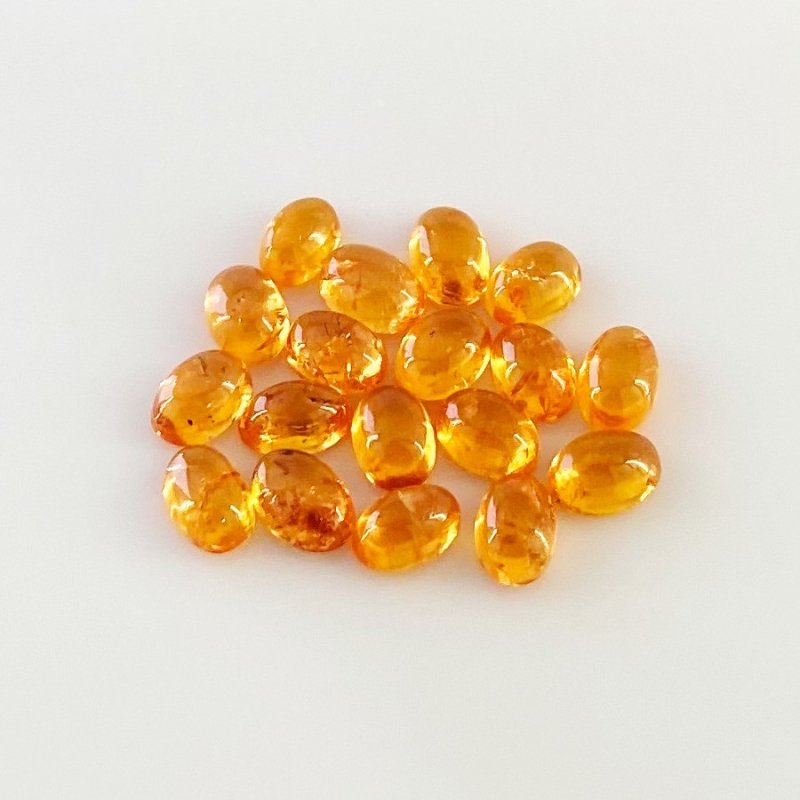 14.50 Carat Spessartite Garnet 6x4mm Smooth Oval Shape AA Grade Cabochons Parcel - Total 18 Pcs.