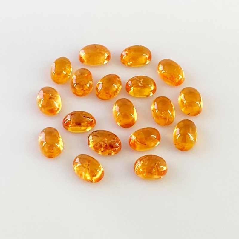 14.50 Carat Spessartite Garnet 6x4mm Smooth Oval Shape AA Grade Cabochons Parcel - Total 18 Pcs.