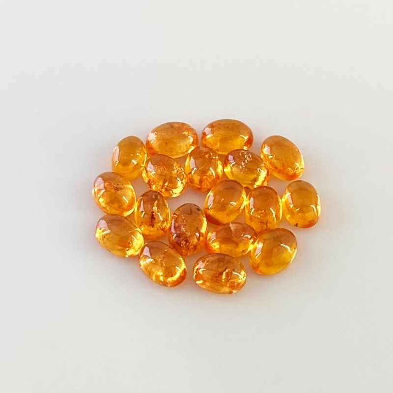 14.50 Carat Spessartite Garnet 6x4mm Smooth Oval Shape AA Grade Cabochons Parcel - Total 18 Pcs.