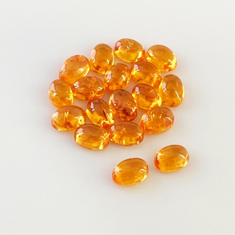 14.50 Carat Spessartite Garnet 6x4mm Smooth Oval Shape AA Grade Cabochons Parcel - Total 18 Pcs.