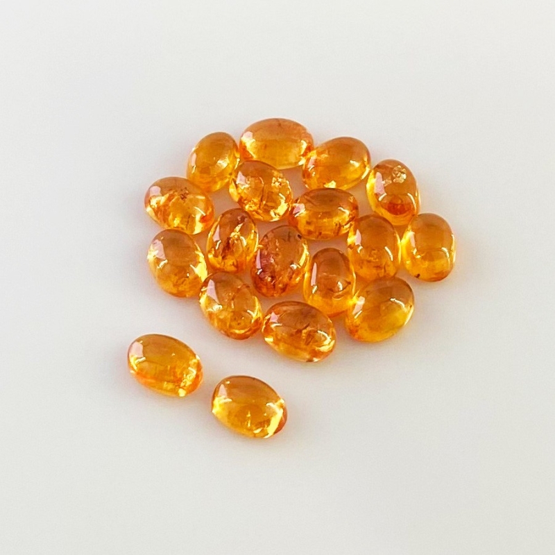 14.50 Carat Spessartite Garnet 6x4mm Smooth Oval Shape AA Grade Cabochons Parcel - Total 18 Pcs.
