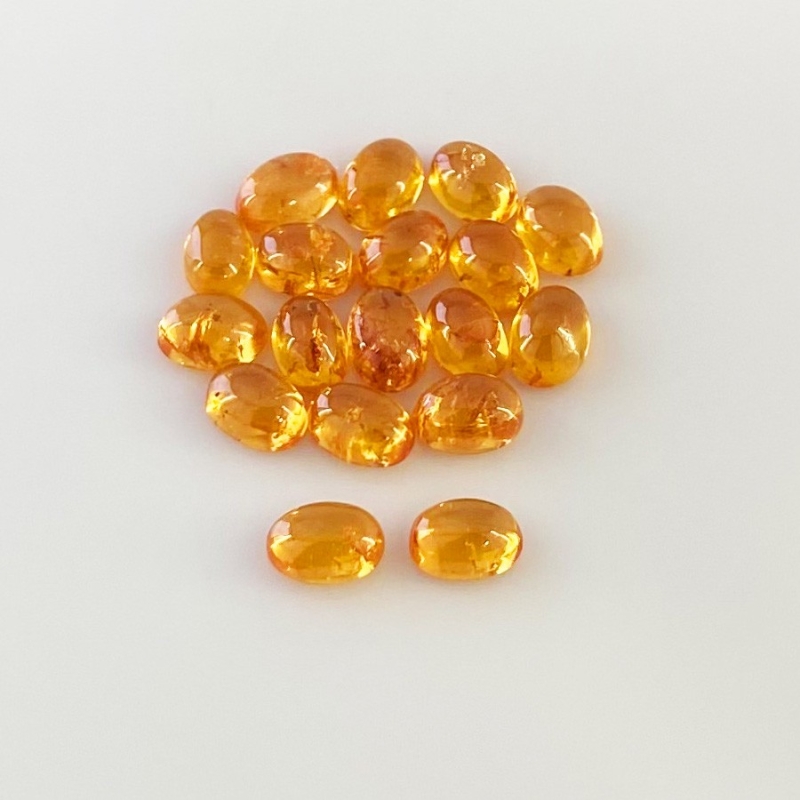 14.50 Carat Spessartite Garnet 6x4mm Smooth Oval Shape AA Grade Cabochons Parcel - Total 18 Pcs.
