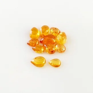 6.50 Carat Spessartite Garnet 5x4-7x5mm Smooth Pear Shape AA Grade Cabochons Parcel - Total 11 Pcs.
