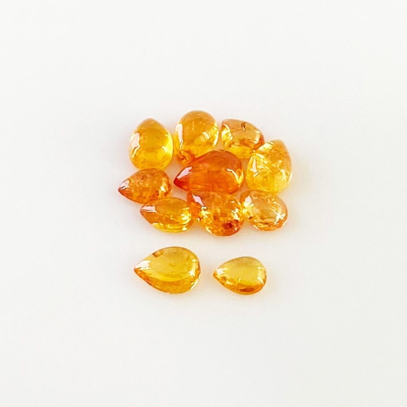 6.50 Carat Spessartite Garnet 5x4-7x5mm Smooth Pear Shape AA Grade Cabochons Parcel - Total 11 Pcs.